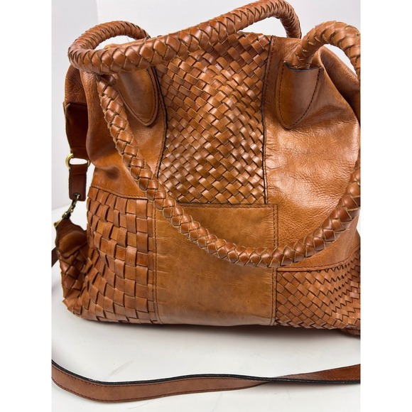 Patricia Nash Leather Paloma Tote Crossbody Bag Tan Braided Handles Shoulder Bag - Picture 4 of 14